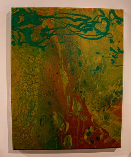 Gold and Green - Acrylic Pour