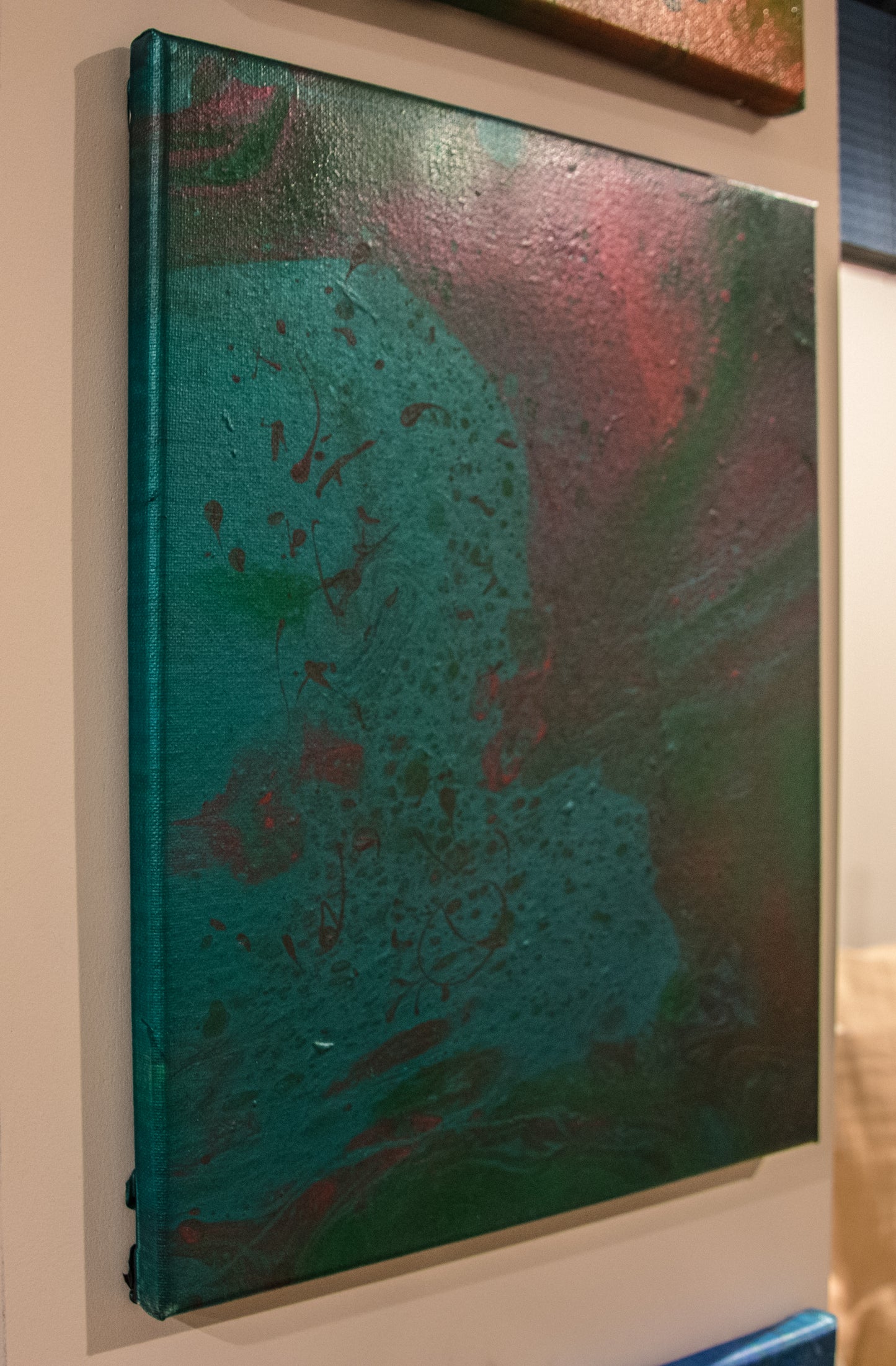 Teal and Red - Acrylic Pour