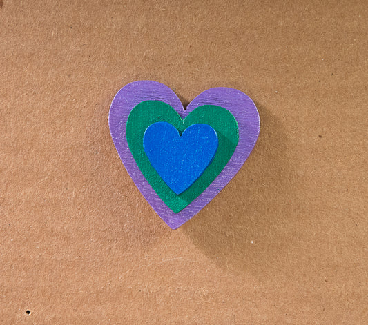 Triple Heart Pin - Metallic Blue/Green/Purple
