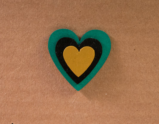 Triple Heart Pin - Metallic Green/Black/Gold