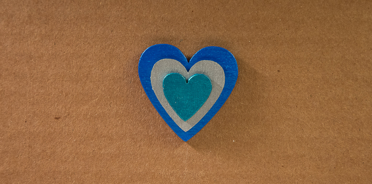 Triple Heart Pin - Metallic Blue/Silver/Teal