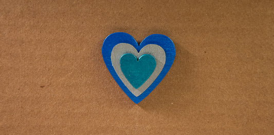 Triple Heart Pin - Metallic Blue/Silver/Teal