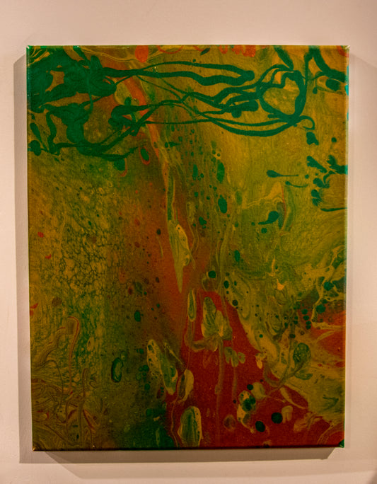 Gold and Green - Acrylic Pour